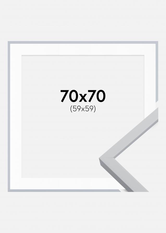 Rahmen Oslo Weiß 70x70 cm - Passepartout Weiß 60x60 cm