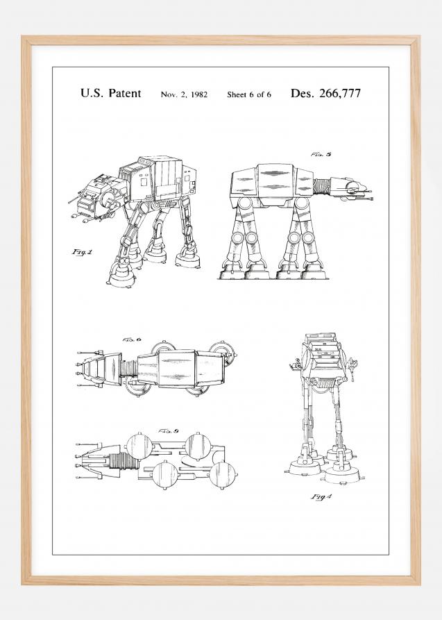 Patentzeichnung - Star Wars - Walker - Weiß Poster