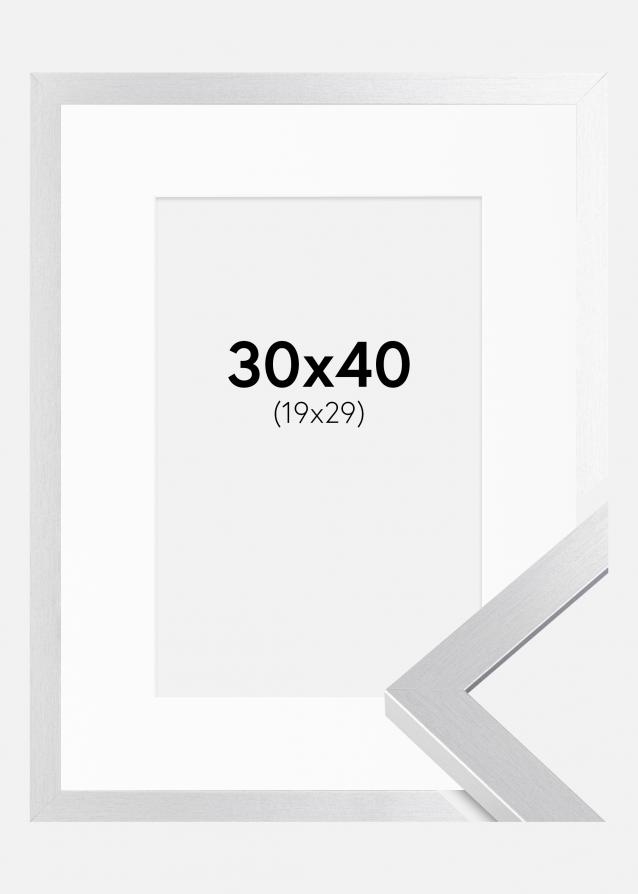 Rahmen Selection Silber 30x40 cm - Passepartout Weiß 20x30 cm