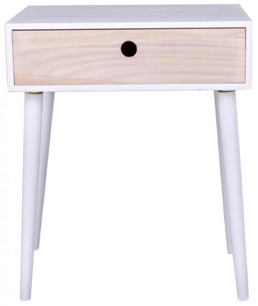 Nachttisch, Ablagetisch Parma 32x45 cm - Wei/Holz