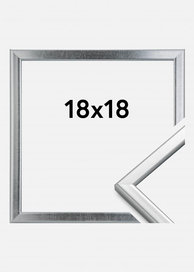 Rahmen Slim Matt Antireflexglas Silber 18x18 cm