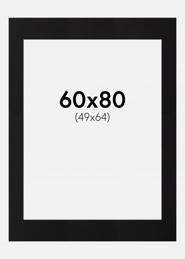 Passepartout Schwarz Standard (weißer Kern) 60x80 cm (49x64)