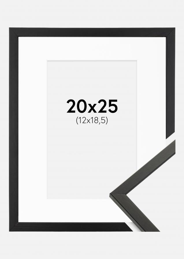 Rahmen Galant Schwarz 20x25 cm - Passepartout Weiß 13x19,5 cm