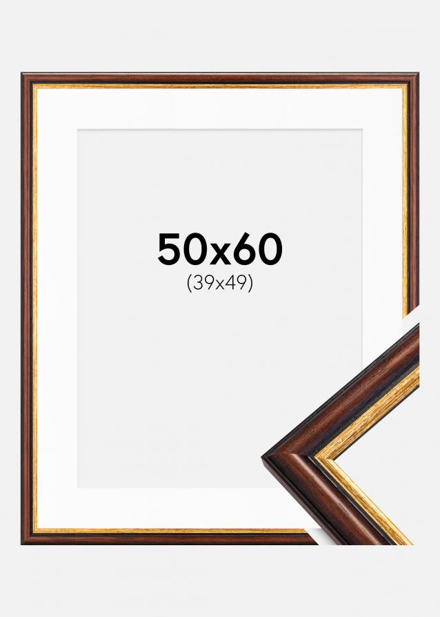 Rahmen Siljan Braun 50x60 cm - Passepartout Weiß 40x50 cm