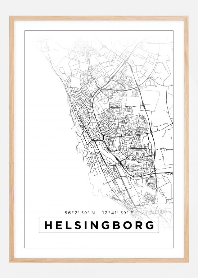 Map - Helsingborg - White Poster