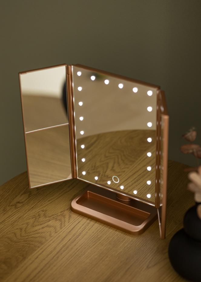 KAILA Kosmetikspiegel Tri-Fold Magnifying Rosgold 30x20 cm