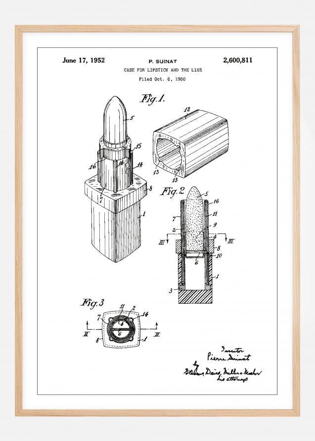 Patentzeichnung - Lippenstift - Weiß Poster