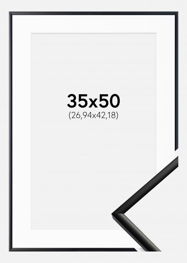 Rahmen New Lifestyle Matt Schwarz 35x50 cm - Passepartout Weiß 11x17 inches