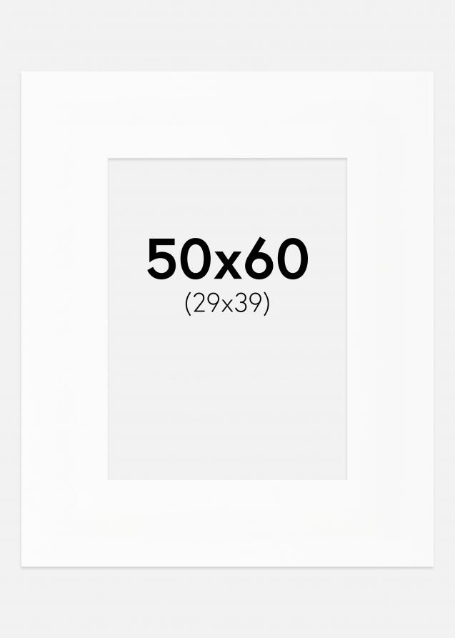 Passepartout XL Standard Weiß (weißer Kern) 50x60 cm (29x39)