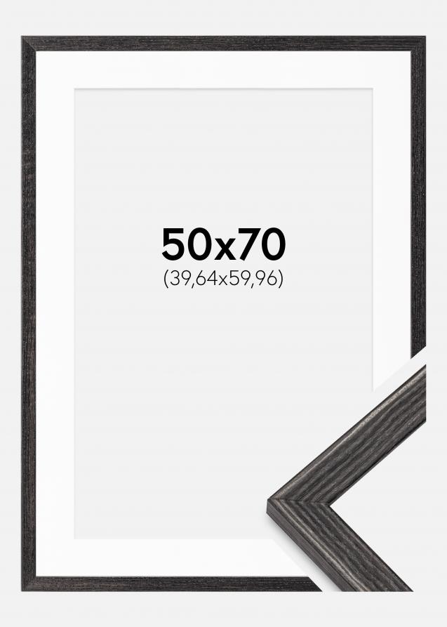 Rahmen Fiorito Dunkelgrau 50x70 cm - Passepartout Weiß 16x24 inches