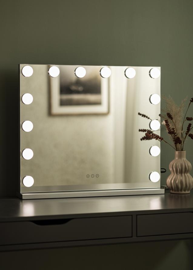 KAILA Kosmetikspiegel Base LED 14 Silber 65x56 cm