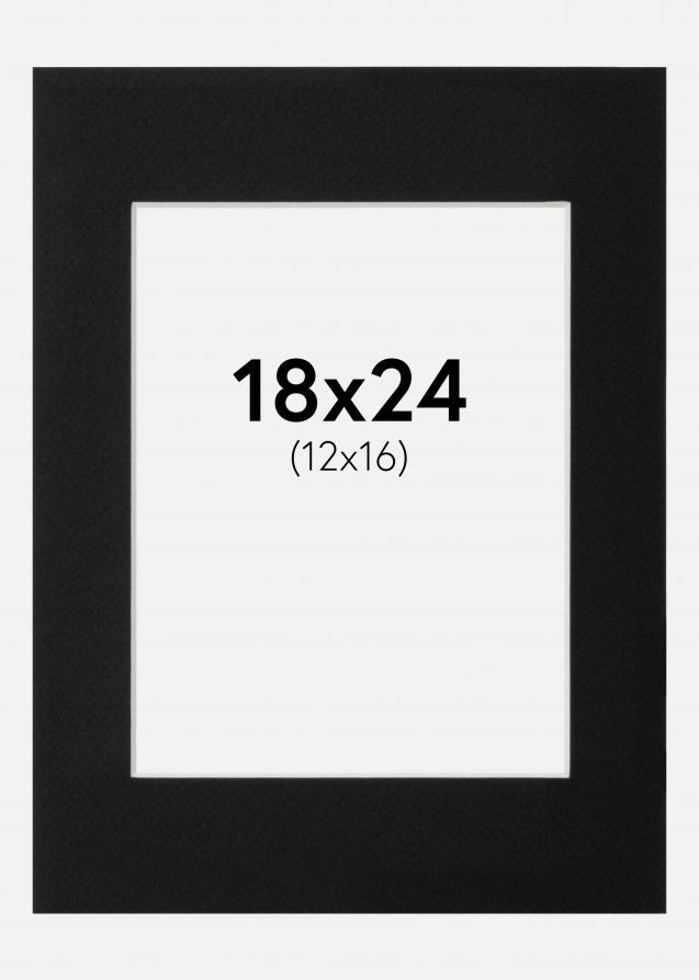 Passepartout Schwarz Standard (weißer Kern) 18x24 cm (12x16)