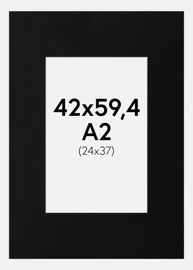 Passepartout Schwarz Standard (weißer Kern) A2 42x59,4 cm (24x37)
