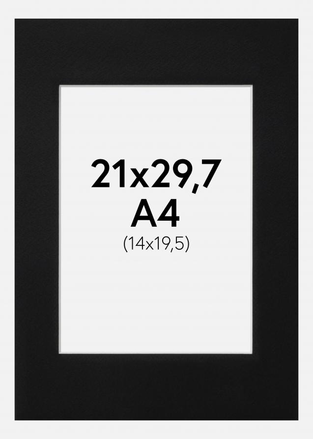 Passepartout Schwarz Standard (weißer Kern) 21x29,7 cm (14x19,5)