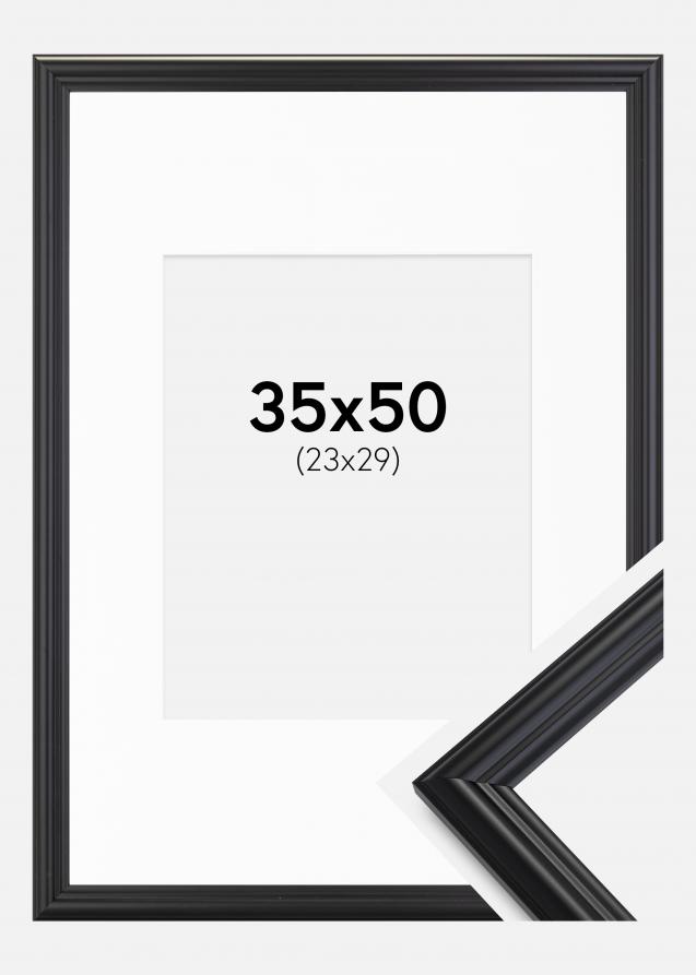 Rahmen Siljan Schwarz 35x50 cm - Passepartout Weiß 24x30 cm
