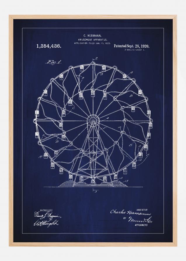 Patentzeichnung - Riesenrad - Blau Poster