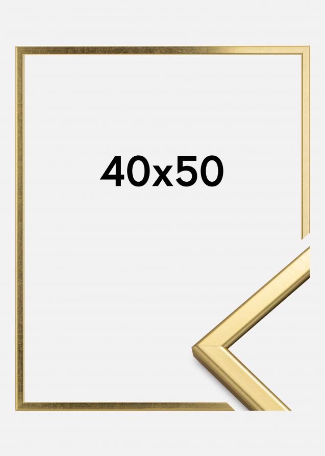 Rahmen Slim Matt Antireflexglas Gold 40x50 cm