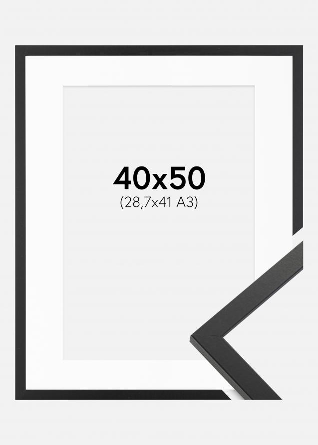 Rahmen Trendy Schwarz 40x50 cm - Passepartout Weiß 29,7x42 cm (A3)