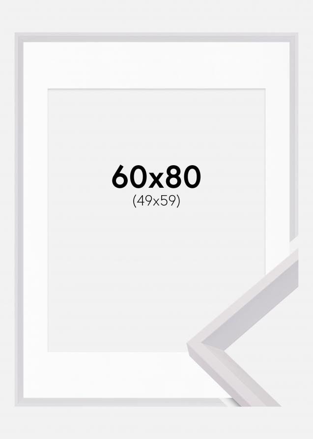 Rahmen Globe Weiß 60x80 cm - Passepartout Weiß 50x60 cm
