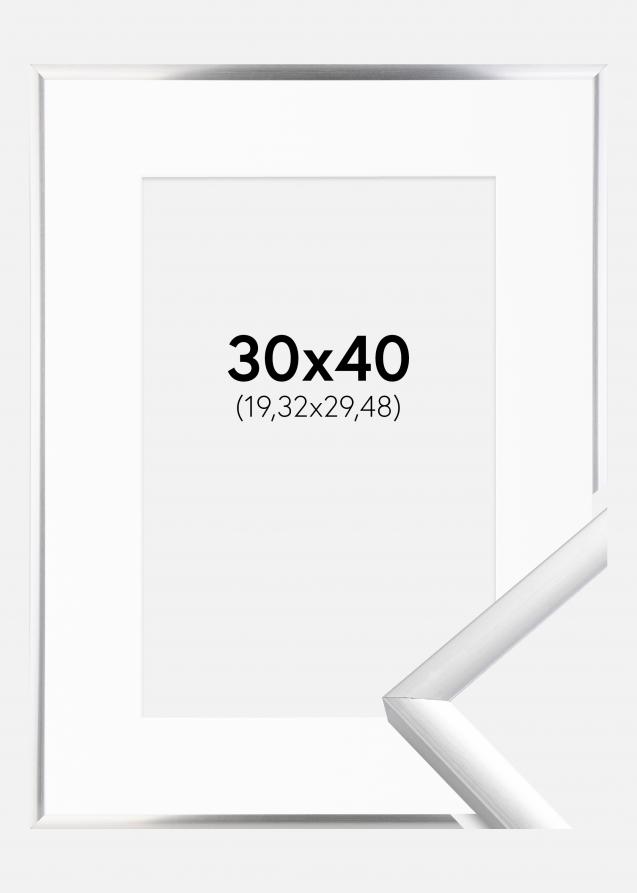 Rahmen New Lifestyle Silber 30x40 cm - Passepartout Weiß 8x12 inches