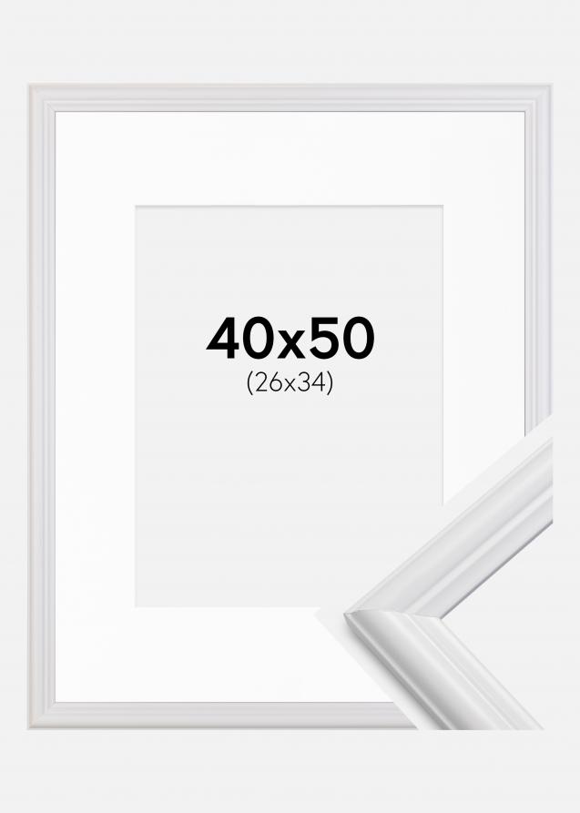 Rahmen Siljan Weiß 40x50 cm - Passepartout Weiß 27x35 cm