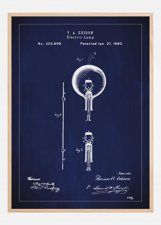 Patentzeichnung - Glühbirne B - Blau Poster