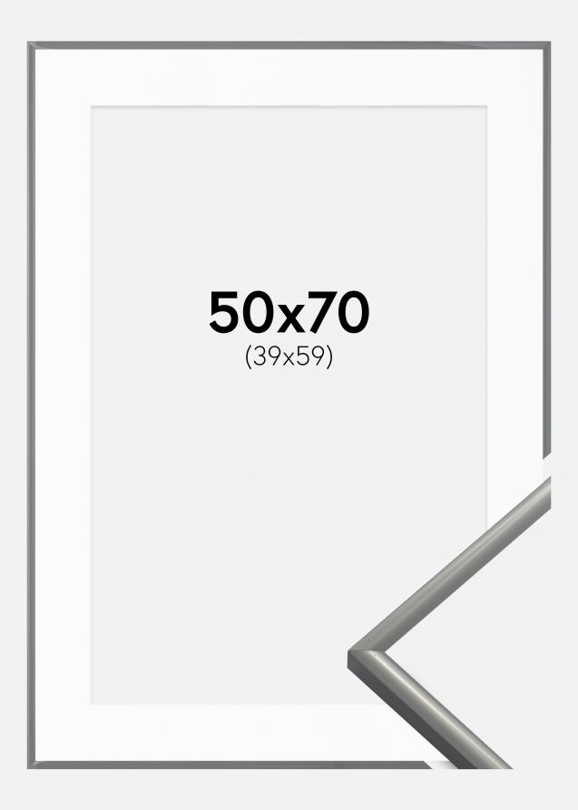 Rahmen New Lifestyle Hellgrau 50x70 cm - Passepartout Weiß 40x60 cm