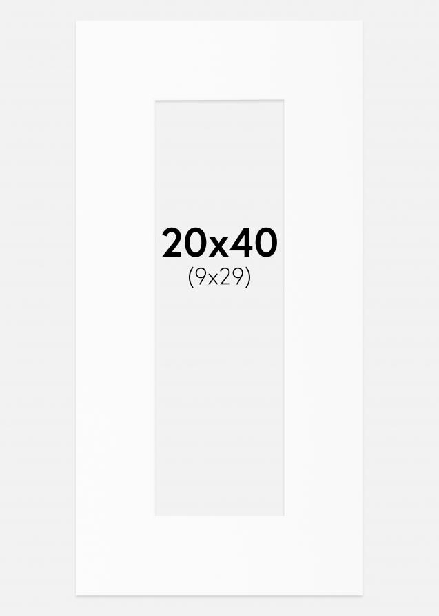 Passepartout Weiß Standard (weißer Kern) 20x40 cm (9x29)