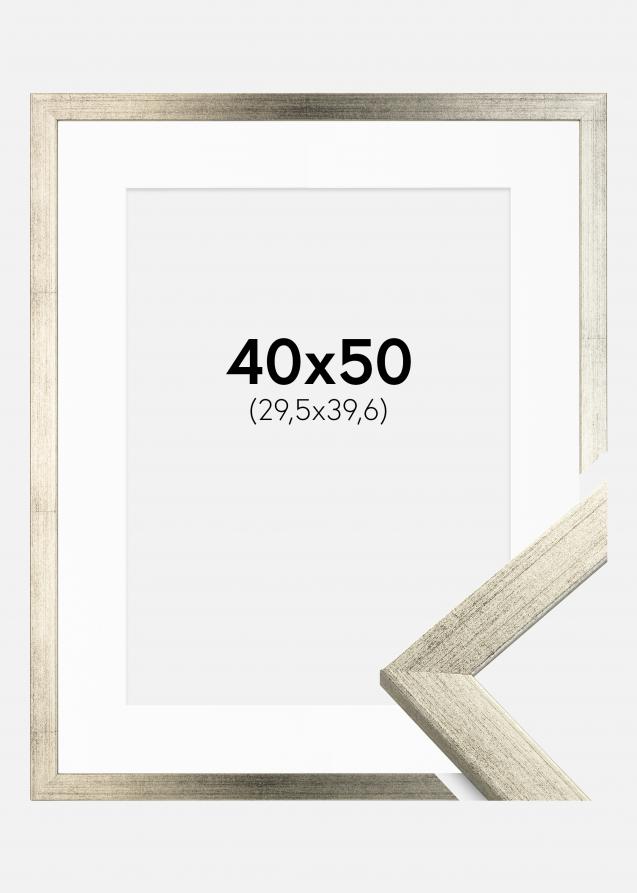 Rahmen Stilren Silber 40x50 cm - Passepartout Weiß 12x16 inches