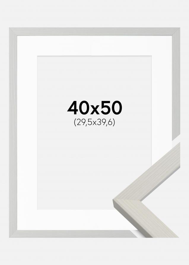 Rahmen Fiorito Weiß 40x50 cm - Passepartout Weiß 12x16 inches