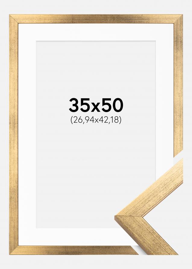 Rahmen Stilren Gold 35x50 cm - Passepartout Weiß 11x17 inches