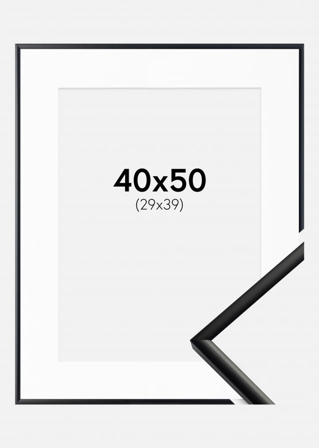 Rahmen New Lifestyle Matt Schwarz 40x50 cm - Passepartout Weiß 30x40 cm