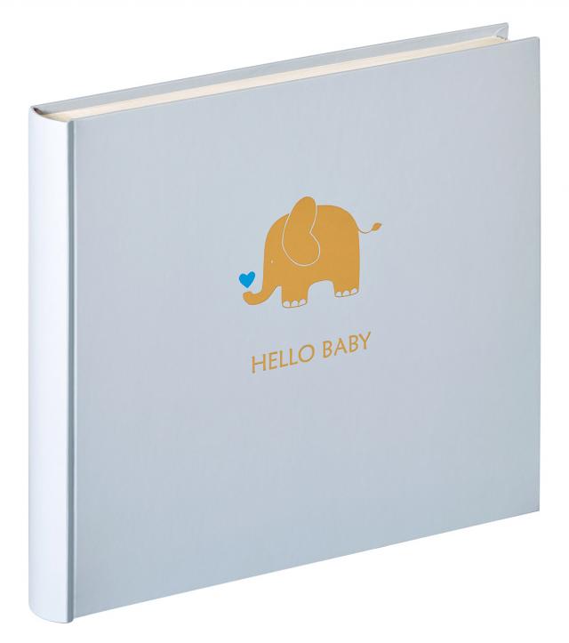Hello Babyalbum Blau - 25x28 cm (50 weiße Seiten / 25 Blatt)