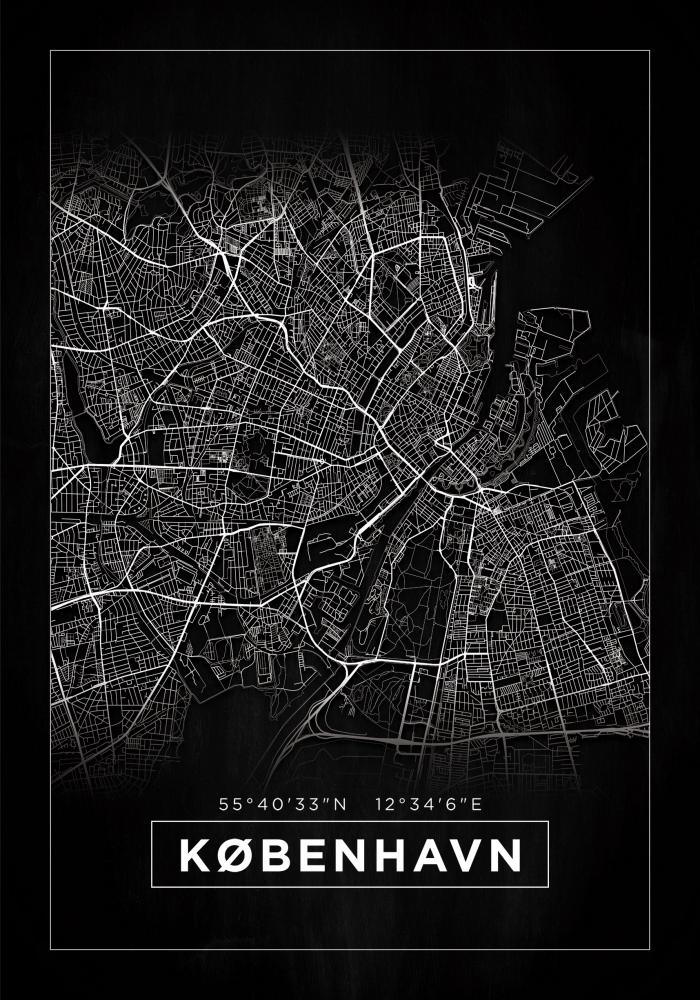 Map - Kbenhavn - Black Poster