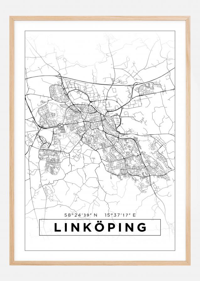 Map - Linköping - White Poster