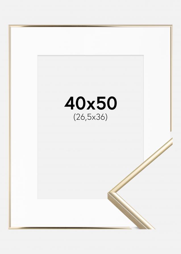 Rahmen Visby Gold Glänzend 40x50 cm - Passepartout Weiß 27,5x37 cm