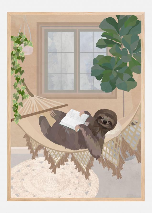 Lazy sloth in hammock Poster