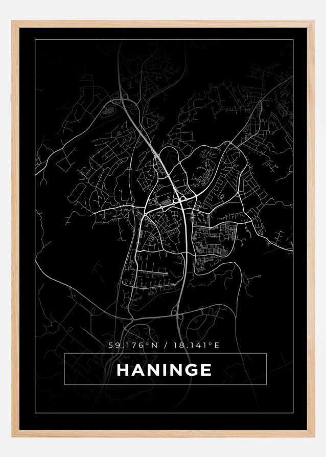 Map - Haninge - Black Poster