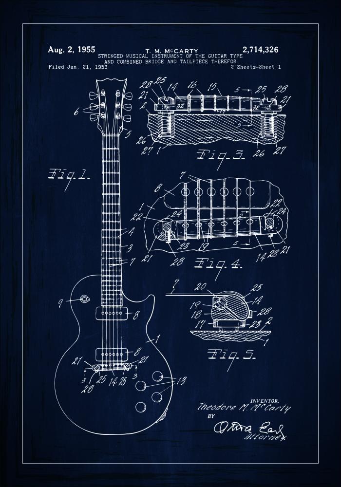 Patentzeichnung - E-Gitarre I - Blau Poster