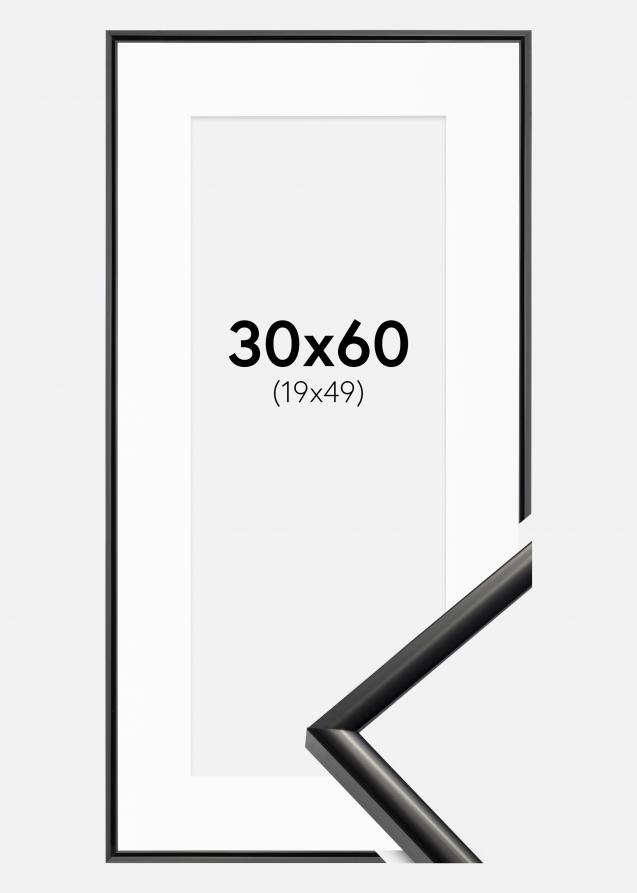 Rahmen New Lifestyle Schwarz 30x60 cm - Passepartout Weiß 20x50 cm