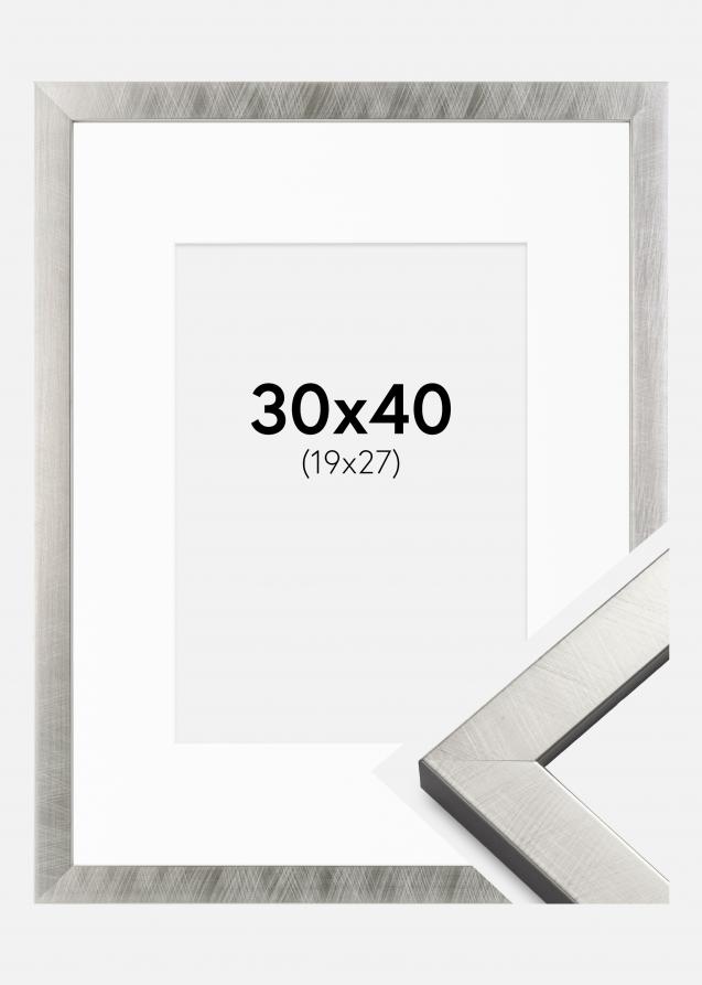 Rahmen Uppsala Silber 30x40 cm - Passepartout Weiß 20x28 cm