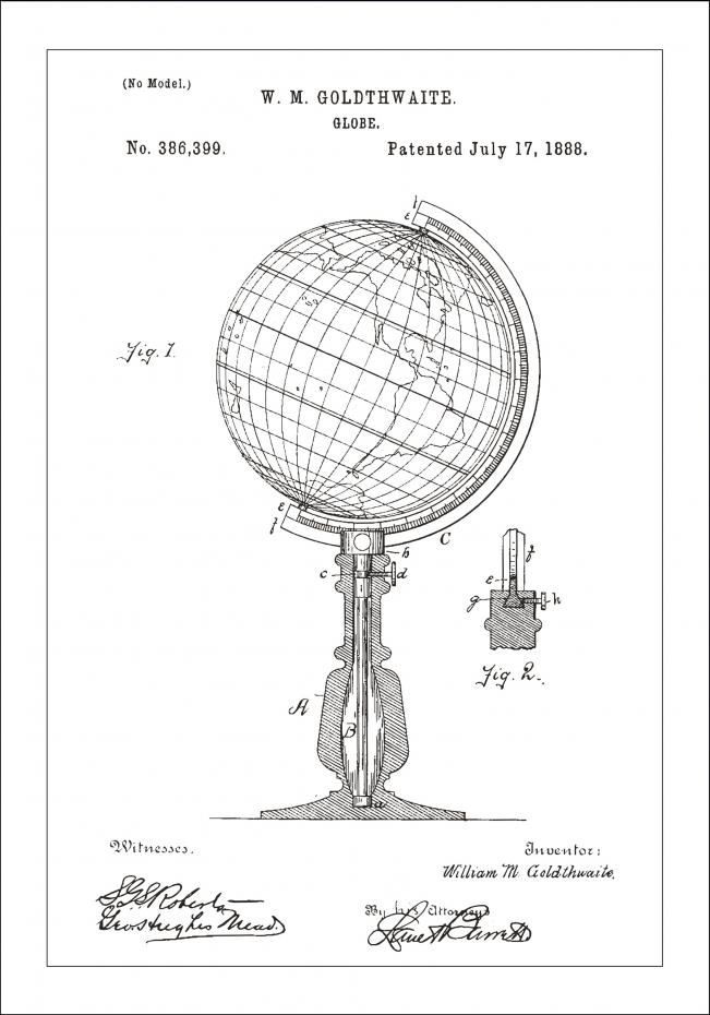 Patentzeichnung - Erdkugel - Wei Poster