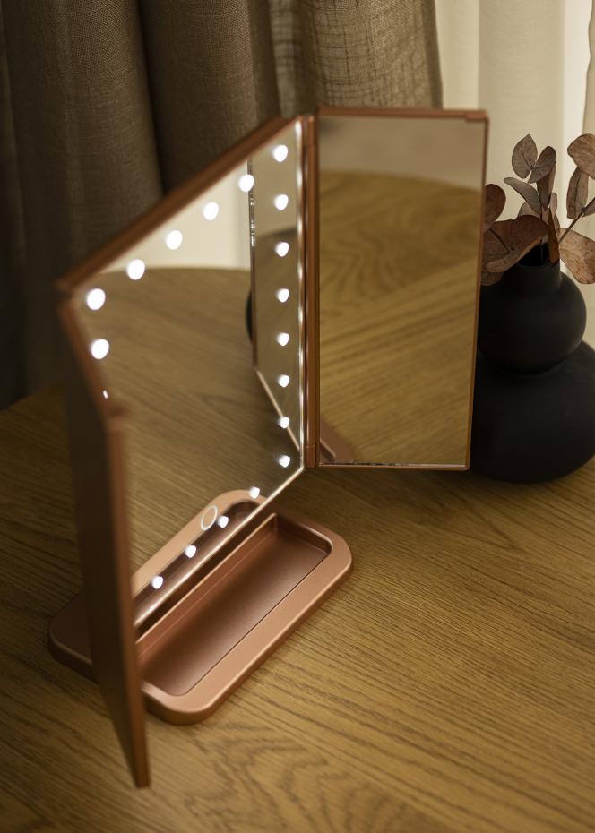 KAILA Kosmetikspiegel Tri-Fold Magnifying Rosgold 30x20 cm