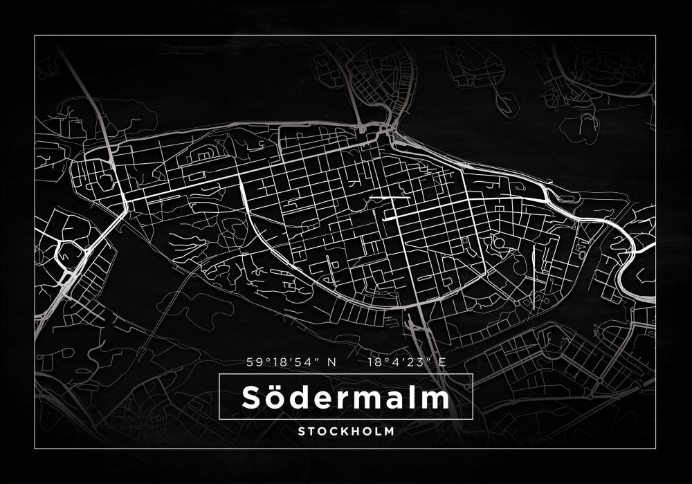 Map - Sdermalm - Black Poster