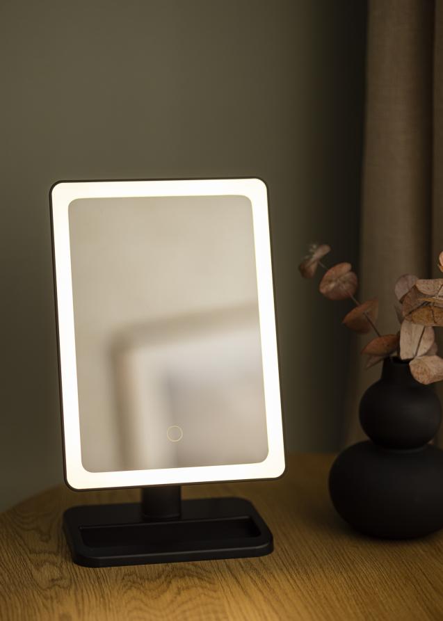 KAILA Kosmetikspiegel LED Strip mit Bluetooth-Lautsprecher Schwarz 18x30 cm