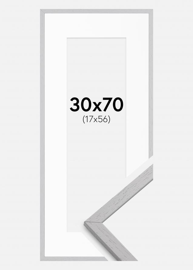 Rahmen Edsbyn Grey 30x70 cm - Passepartout Weiß 18x57 cm