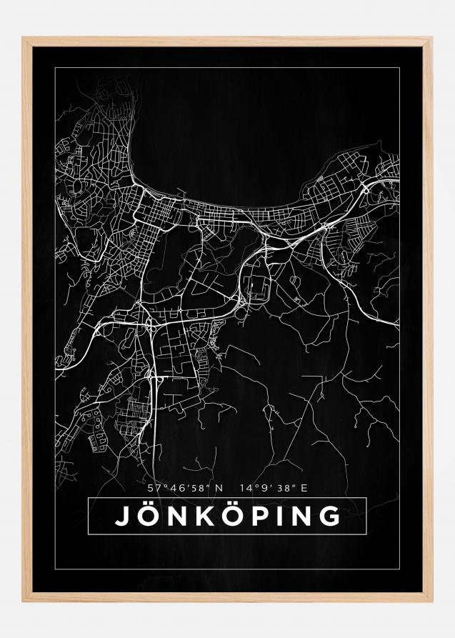 Map - Jönköping - Black Poster