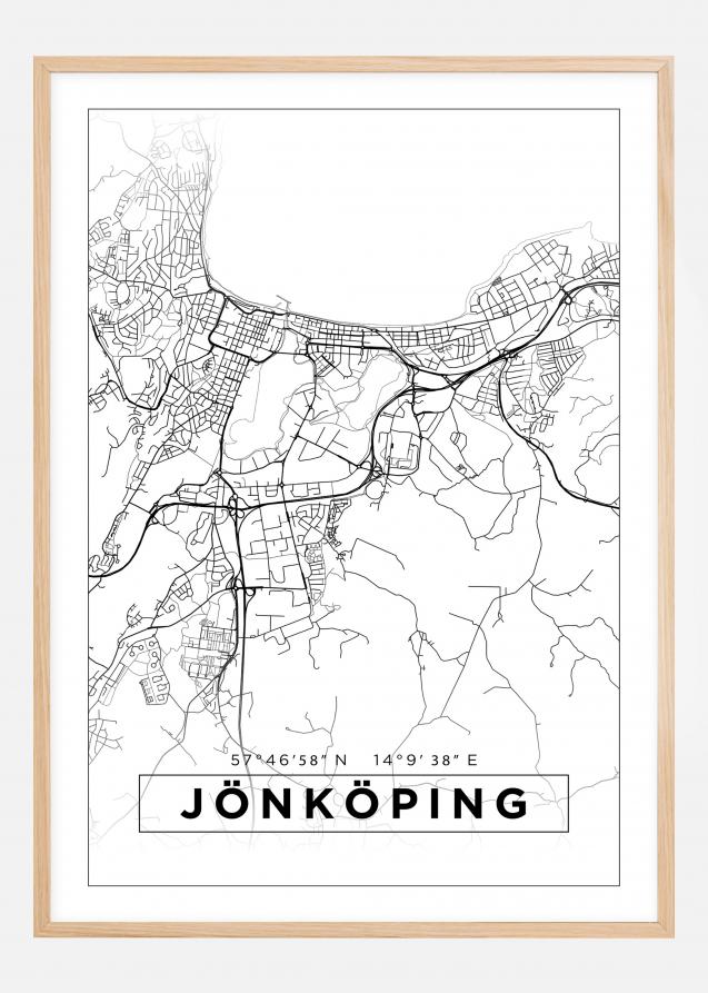 Map - Jönköping - White Poster