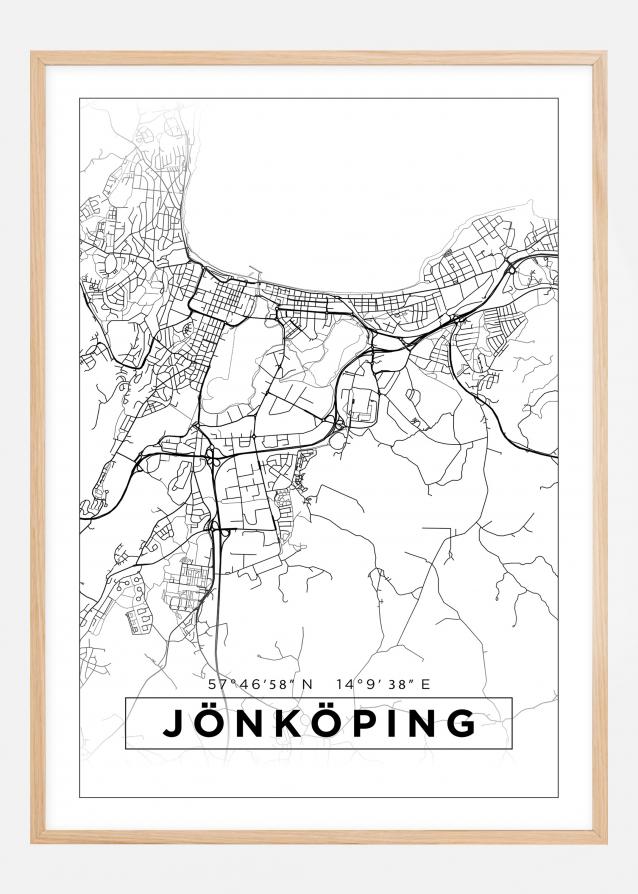 Map - Jönköping - White Poster