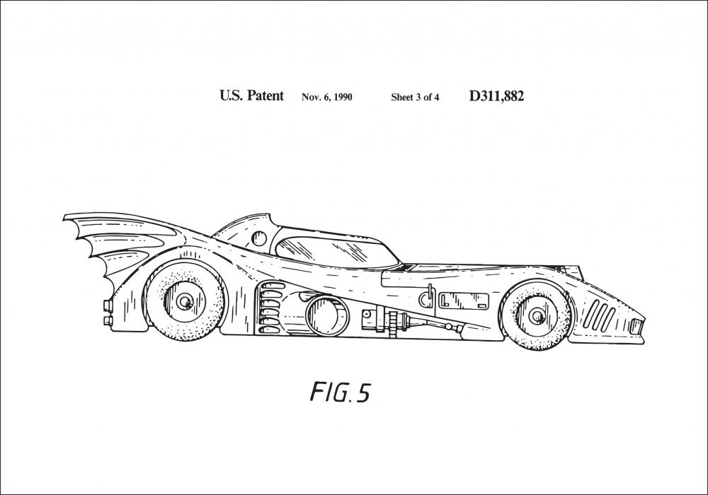 Patentzeichnung - Batman - Batmobile 1990 III Poster